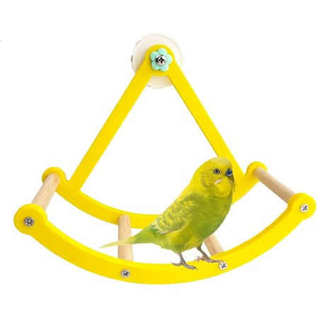 Svängande Dubbel Sittpinne Leksak för Nymfparakiter & Ara - 21,6x11,5x17,4 cm Tuggleksak Aktivitetsbur med Klocka