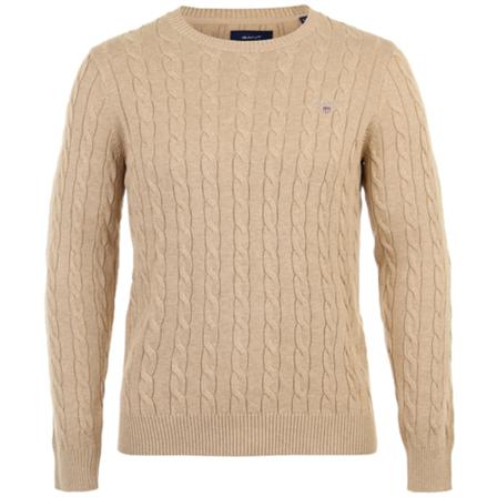 Gant - Stickade Tröjor - Beige - Herr - Storlek: L, Herr, Storlek: L