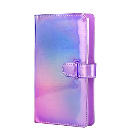 96 Lommers Mini Film Pu Læder Fotoalbum Til 3 Tommer (Laser Lilla)