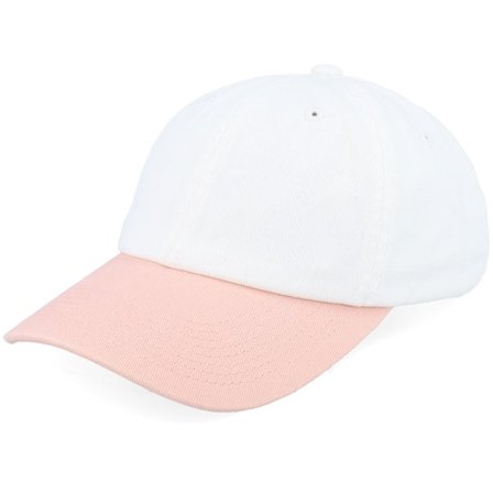 Equip - Kids White/Light Pink Brim Washed Dad Cap Unconstructed White Cap - @ Hatstore