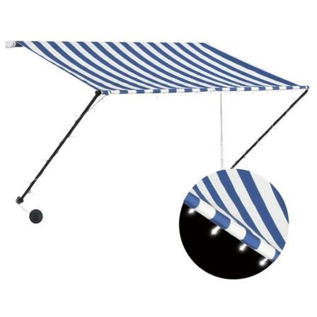 Vidaxl Markis Med Led 250x150 Cm Blå Och Vit Blå