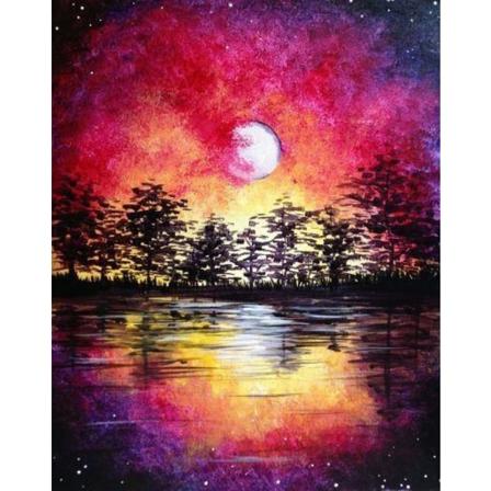Diamond Painting Fyrkantiga Pärlor 50x70 Cm 5d Diy Måne Natt Multifärg