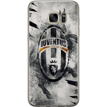 Yhteensopiva Puhelinkuori Samsung Galaxy S7 edge Juventuksen seuravaakuna mustavalkoisena grunge-efektillä harmaalla tekstuuroidulla taustalla