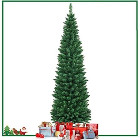 COSTWAY kunstig juletre 180 cm 400 grener Sterkt metallstativ PVC-nåler Festlig dekorasjon Naturlig grønn