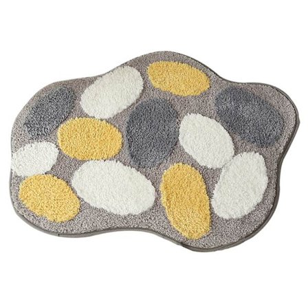 Mikrofiber Bademåtte med 3D Design Blød Berøring, Skridsikker Måtte til Badeværelse, Lys Farve Dekorativt Brostensmønster, Vandabsorberende, Let at