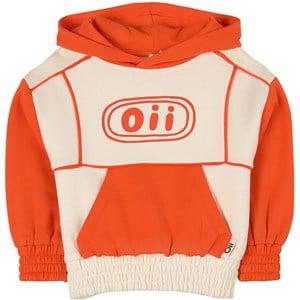 Oii Hoodie Blocked Oii Tofu/Orange Red GOTS 146/152 cm - Jumpers and knitwear - 146/152 cm - Cream