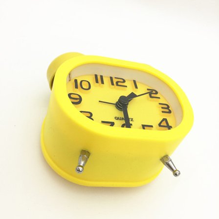Gul Analog Väckarklocka med Dubbel Klocka, Tyst Klocka utan Tickande