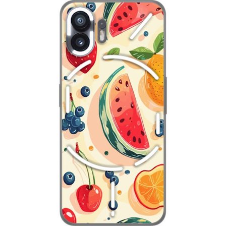 Kompatibel Mobilcover til Nothing Phone (2) Legesyg frugtillustration med vandmelon, citrus, jordbær, kirsebær og bær