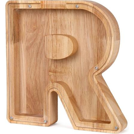 Personlig sparegris i træ, en perfekt unik gave, dekoration, minde eller sparegris (R, 18*2,8*18 cm),