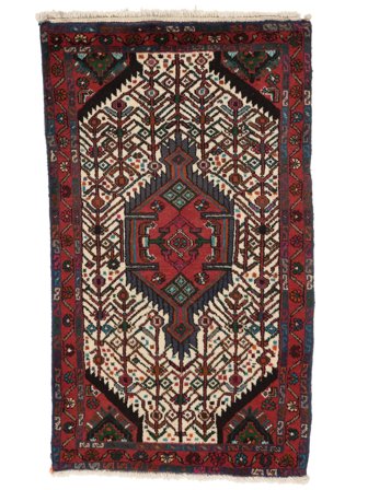 Tappeto Hamadan 76X133 Nero/Rosso Scuro (Lana, Persia)