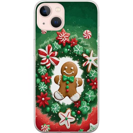 Kompatibelt Mobildeksel til Apple iPhone 13 Gingerbread Joy julemotiv med pepperkakemann og dekorert krans