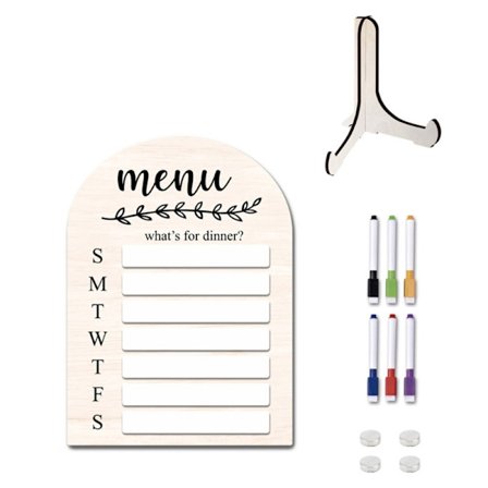 Træ Magnetisk Køleskab Whiteboard Ugeplanlægger Køkken Ugentlig To-do-liste Tavle