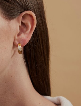 Design Letters Striped Candy Earrings (Set Of 2 Pcs) - Gold - Ø:16MM