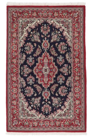 Oriental Qum Kork/Silk Rug 130X201 Dark Red/Black Wool, Persia