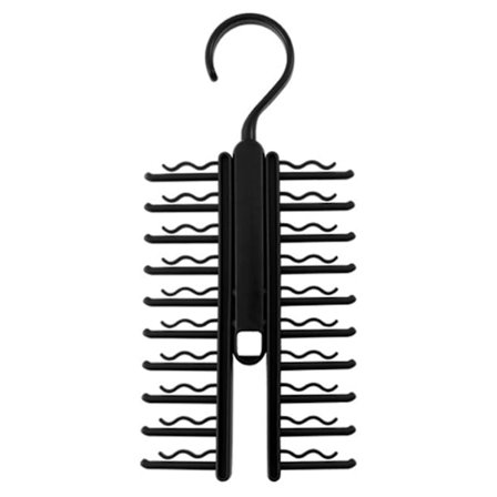 20 Hål Slipsbälte Förvaringsställ Utrymmesbesparande Roterande Scarves Stativ För Sovrum Svart