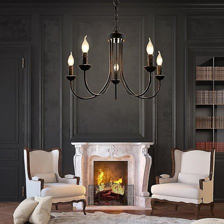 5-armet 62 cm Lysestagestil Lysekrone Metal Malet Overflader