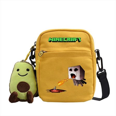 Minecraft Lille Firkantet Taske Canvas Skuldertaske Crossbody - Gul 9