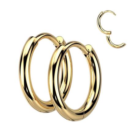 1 Par 12 mm Hoops øreringer i Guidbelagt 316L kirurgisk stål Gold