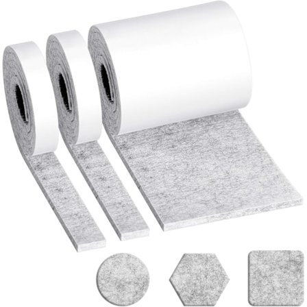 Selvklebende filt ruller 3 pakke grå 100 x 10cm + 100 x 2cm x 2cm