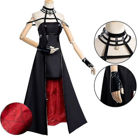 Spy X Family Anime Yor Forger Kostyme Sett - Stilig Antrekk med Ørepynt, Hodeplagg, Hansker og Strømper for Rollespill