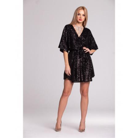 Swing Polish Fashion Concept Sequin Kimono Sukienki, kobieta, Czarny