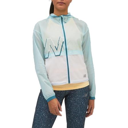New Balance Women's Printed Impact Run Light Pack Jacket unlined workout jackets Blue S