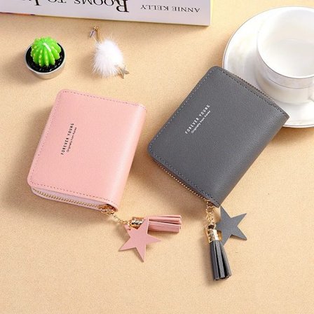 Wallet New Korean Style Simple Square Women'S Wallet Short Zipper Small Wallet Tassel Mini Coin Purse Female Clutch Card Holder