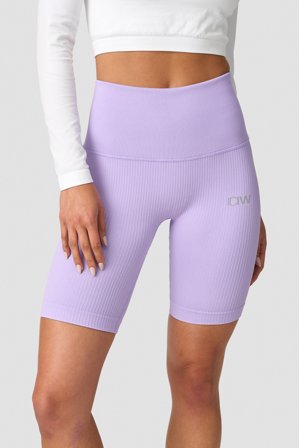 ICANIWILL - Ribbed Define Seamless Pocket Biker Shorts Lavender- Shorts - Dames - sportkleding van ICIW