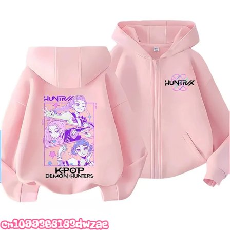 Huntrix Pige Hættetrøje med Lynlås Kpop Demon Hunters Piger Efterår Hættejakke Lynlås Efterår RUMI MIRA ZOEY DERPY Pullover Casual Hættetrøje