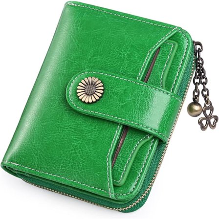 Punge for kvinner ekte skinn liten bifold kompakt damelommebok med RFID-beskyttelse