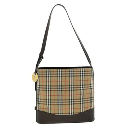 Burberry Vintage, Pre-owned Canvas shoulder-bags Beige, Dames, Maat:ONE Size,leer