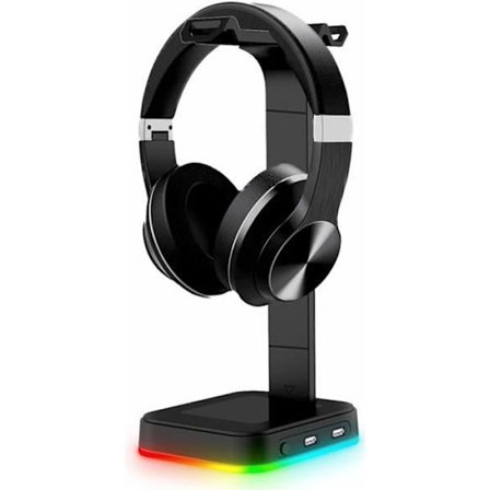 Gaming Headset-stativ med 2 USB-porter, 5 RGB-lysmoduser, ABS, Universal, Avtakbart, Svart