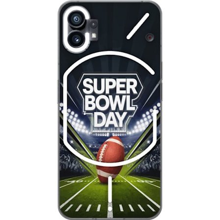 Kompatibel Mobilcover til Nothing Phone (1) Super Bowl Day plakat med amerikansk fodbold på oplyst arena i dramatisk sportsdesign