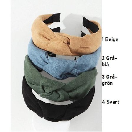 Nr 2 Grå-Blå Tygklädd diadem med knyted tyg C:a 30~35cm. bred