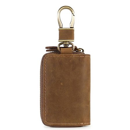 Nøgleetui i ægte læder med enkelt lag (vandret åbning)