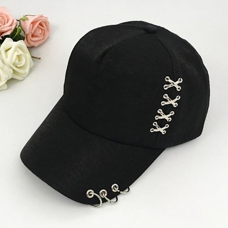 Kpop Hat Piercing Ring Baseball Justerbar Kasket Hip Hop Snapback Kasket Mode[YJD]
