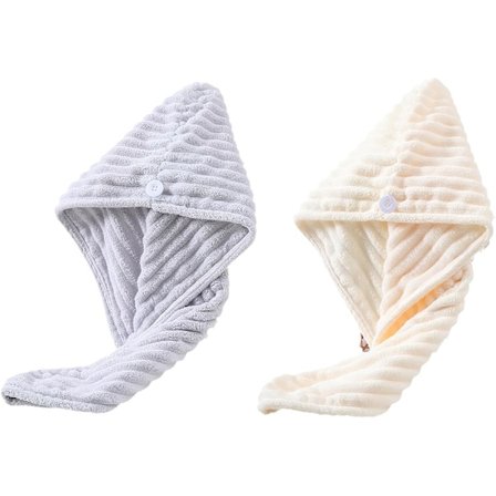 Mikrofiber Hårhåndklæder, Hårhåndklæde-turbaner med Knapper, Superabsorberende Hårtørringshåndklæde, Anti-Frizz Twist Turban, Tørre Hårmusser til 