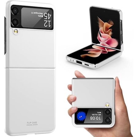 Samsung Galaxy Z flip 3 fodral, ultratunt hårt PC, stöttåligt, hopfällbart, fallskyddat och slitstarkt (Vit)