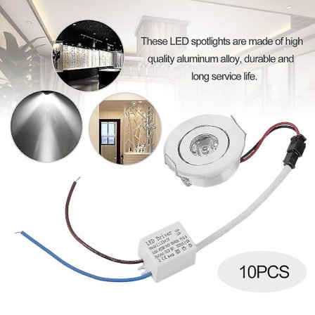 10 st 1w LED-lampa infälld liten skåp vinkylare skyltfönster spotlight taklampa lampa spotlight med mini armatur förare
