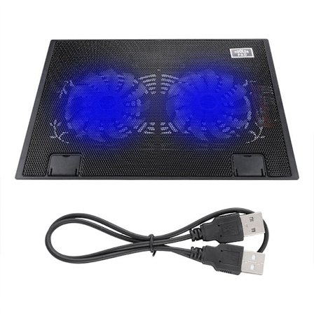 Bærbar computer køler kølepude base USB 2 ventilatorer justerbar vinkel monteringer til notesbog (sort)