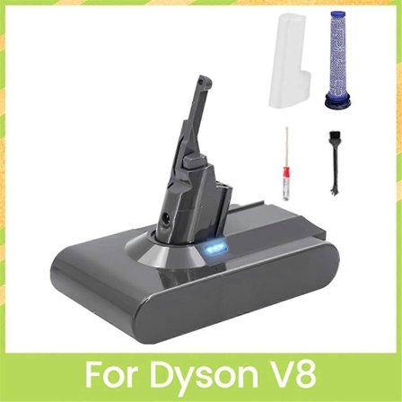 21.6V 6000mAh Erstatningsbatteri for Støvsuger med Filter for V8 Li-Ion Støvsuger