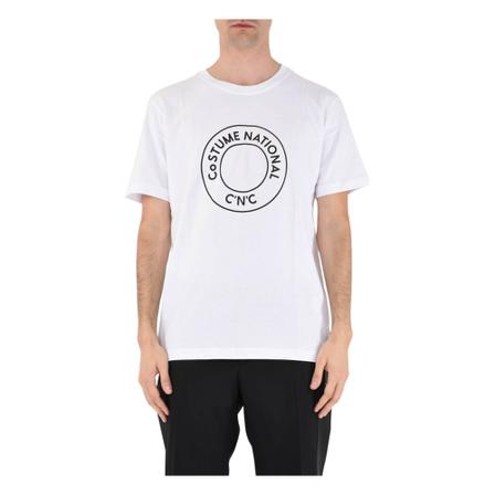 Costume National, T-shirt with cotton logo Biały, Mężczyzna, Rozmiar: S