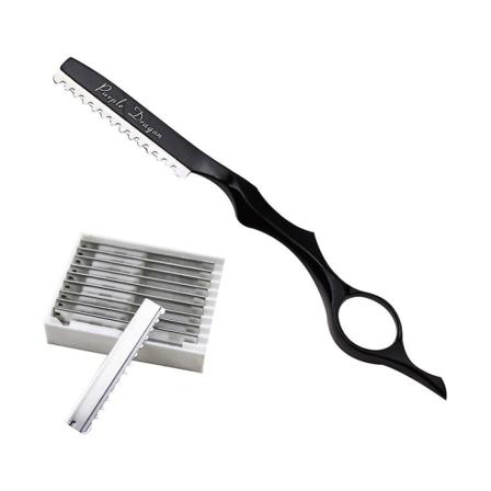 1 Sett med 11 stk Hårstyling Tynning Razor Verktøy Hårklippingsenheter med Utbyttbare Blader Svart 17.5cm Black 17.5cm