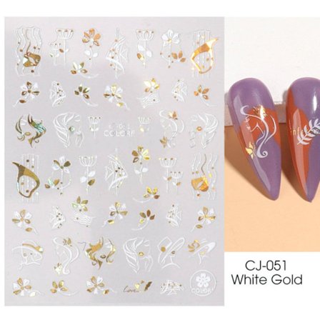 Nagelklistermärken 3D Bronzing Flowers CJ-051