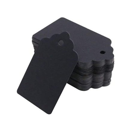 Kraft Gavemærker (Sort) - 100 stk. - 5x3CM Blank Mærker til Gaver