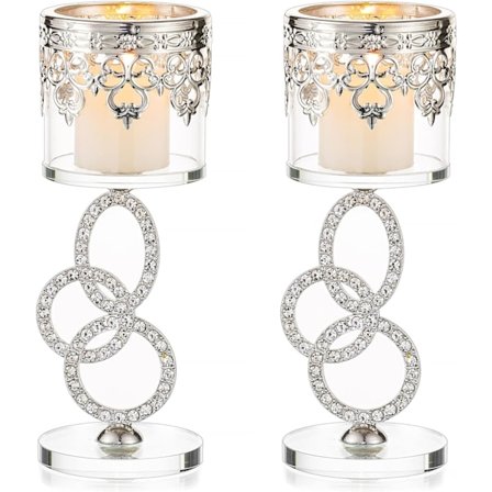 Krystall lysestaker, moderne lysestake telysholder metall søyle, sylinder kandelaber tealig