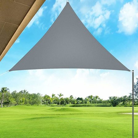 Grå Parasol 2m x 2m x 2m Triangel Solskydd Utomhus 420D Polyester Trädgårdsskärm Vattentät Skugga Skydd Balkong Solskydd