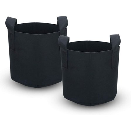 Pakke med 2 planteposer i fiberduk 38 liter - 10 gallon - 40 x 30 cm - med bærehåndtak - for hage, drivhus, etc. - Plantepose