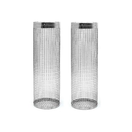 2 Stainless Steel Round Grill Baskets - Compatible with Various Brands