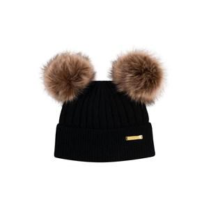 Bjällra Couture Black Pom Pom Beanie One Size - Headwear - One size - Black